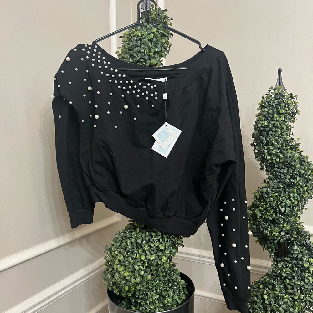 Cropped embellished Byegries top size small